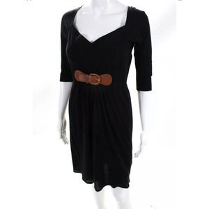 Charles Chang-Lima V Neck 3/4 Sleeve A-Line Dress